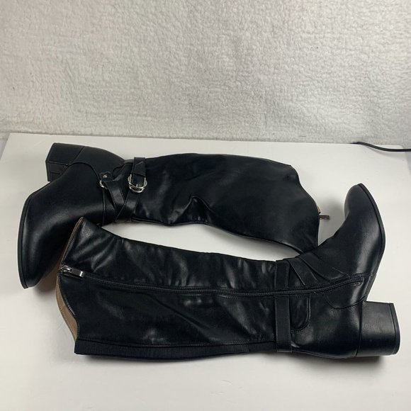 Life Stride Velocity 2.0 Oakley Tall Heeled Boots Womens 8.5M Black Leather 8015 - Picture 1 of 8